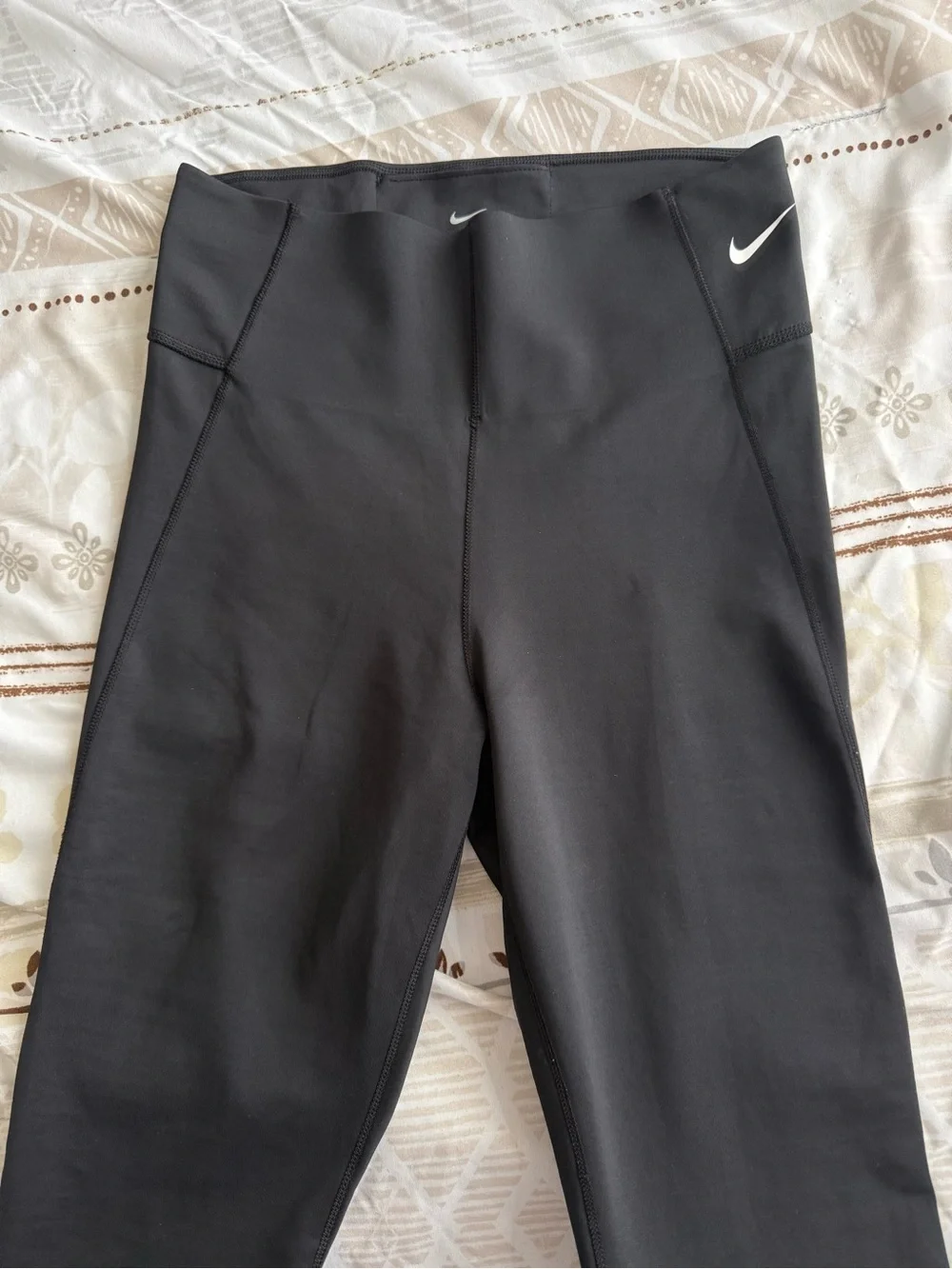 Nike Black Leggings with White Swoosh Accents